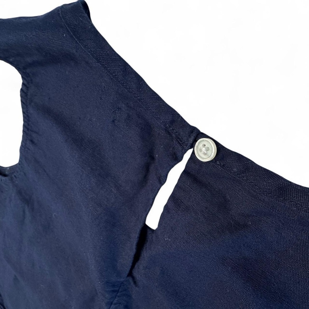 J.Crew Linen Embroidered Tank Navy Boho Coastal Top Size 6 NWOT - Picture 7 of 9